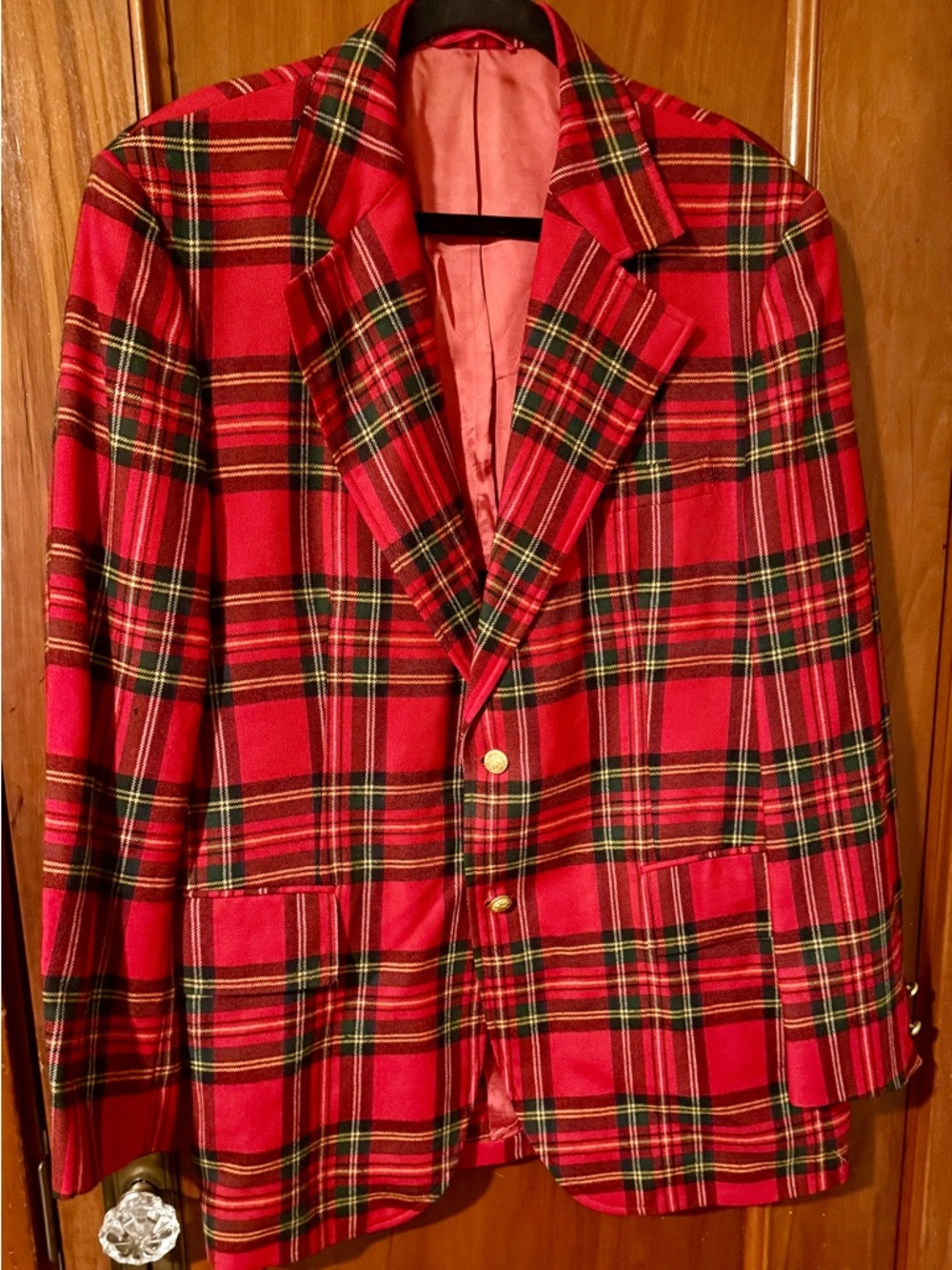 Vintage  The American Way With Wool USA Red Plaid Blazer Suit Jacket L XL 44